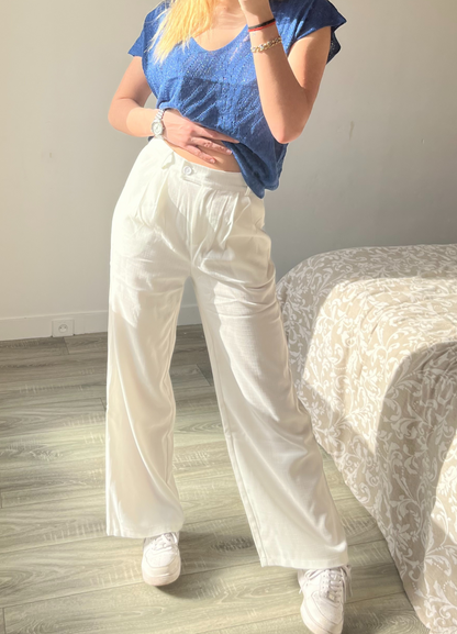 Pantalon blanc texturé Faro