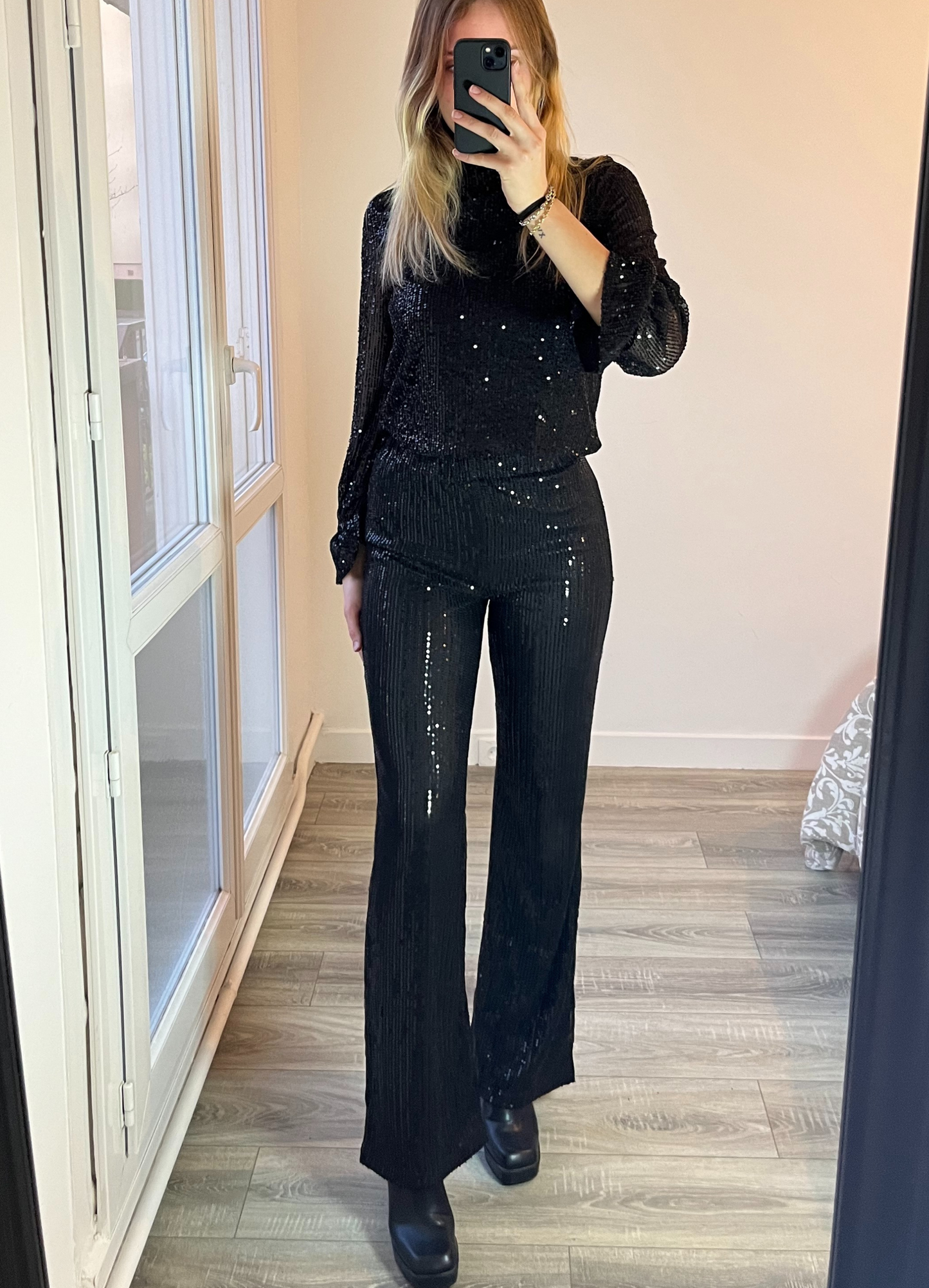 Pantalon à sequins noir Ibiza