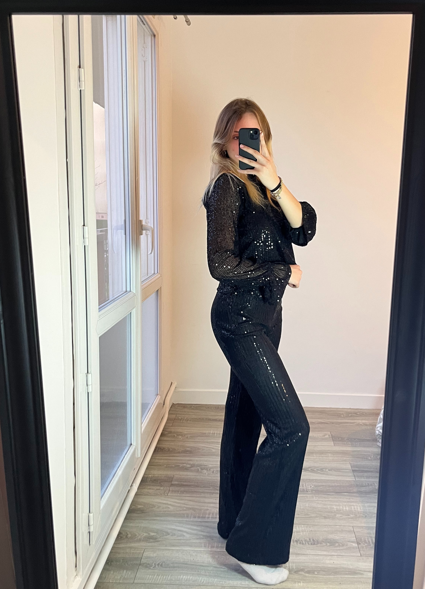 Pantalon à sequins noir Ibiza